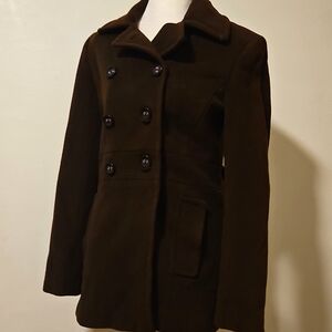Calvin Klein size 2 wool blend brown pea coat
